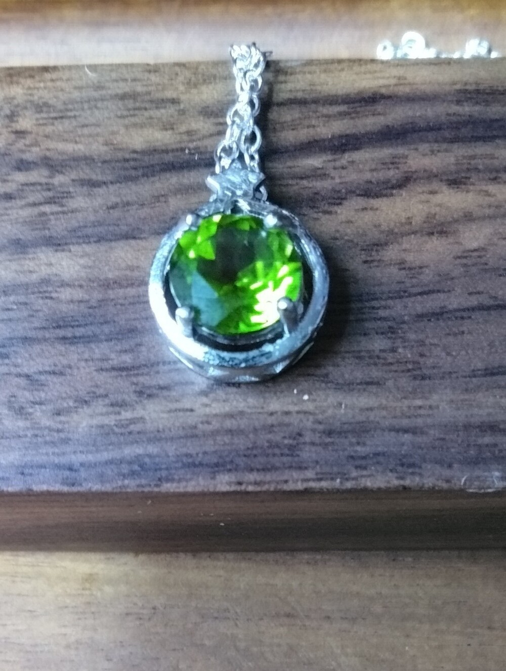 Sterling Silver Green Peridot Pendant Necklace